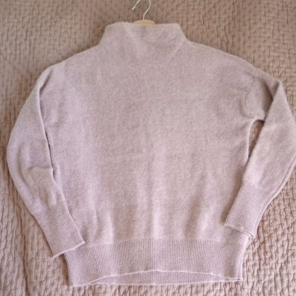 Vince Boiled Cashmere Funnel Neck Sweater, Heathered Pink S